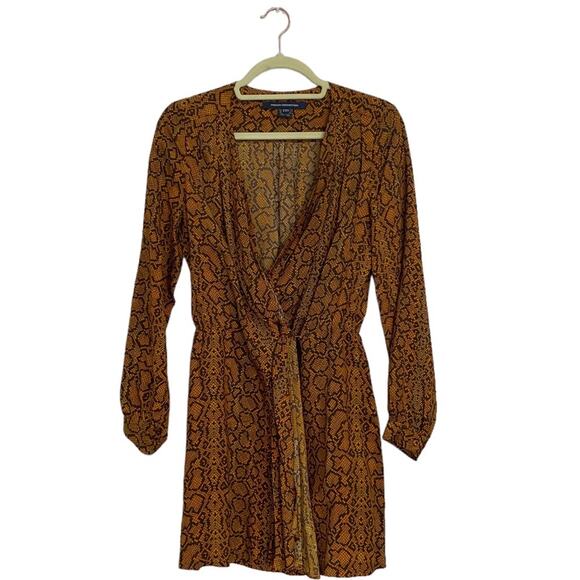 French Connection Snake Print Erina Drape Mini Dress Sz 4 - Picture 2 of 11